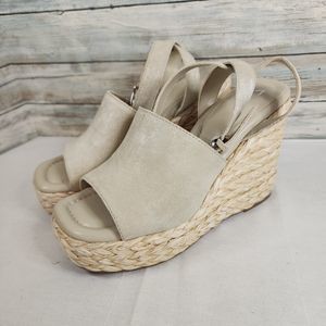 Marc Fisher Ltd Woman's Heels Nelly Size 9 Chamois Sparkle Wedge Heels